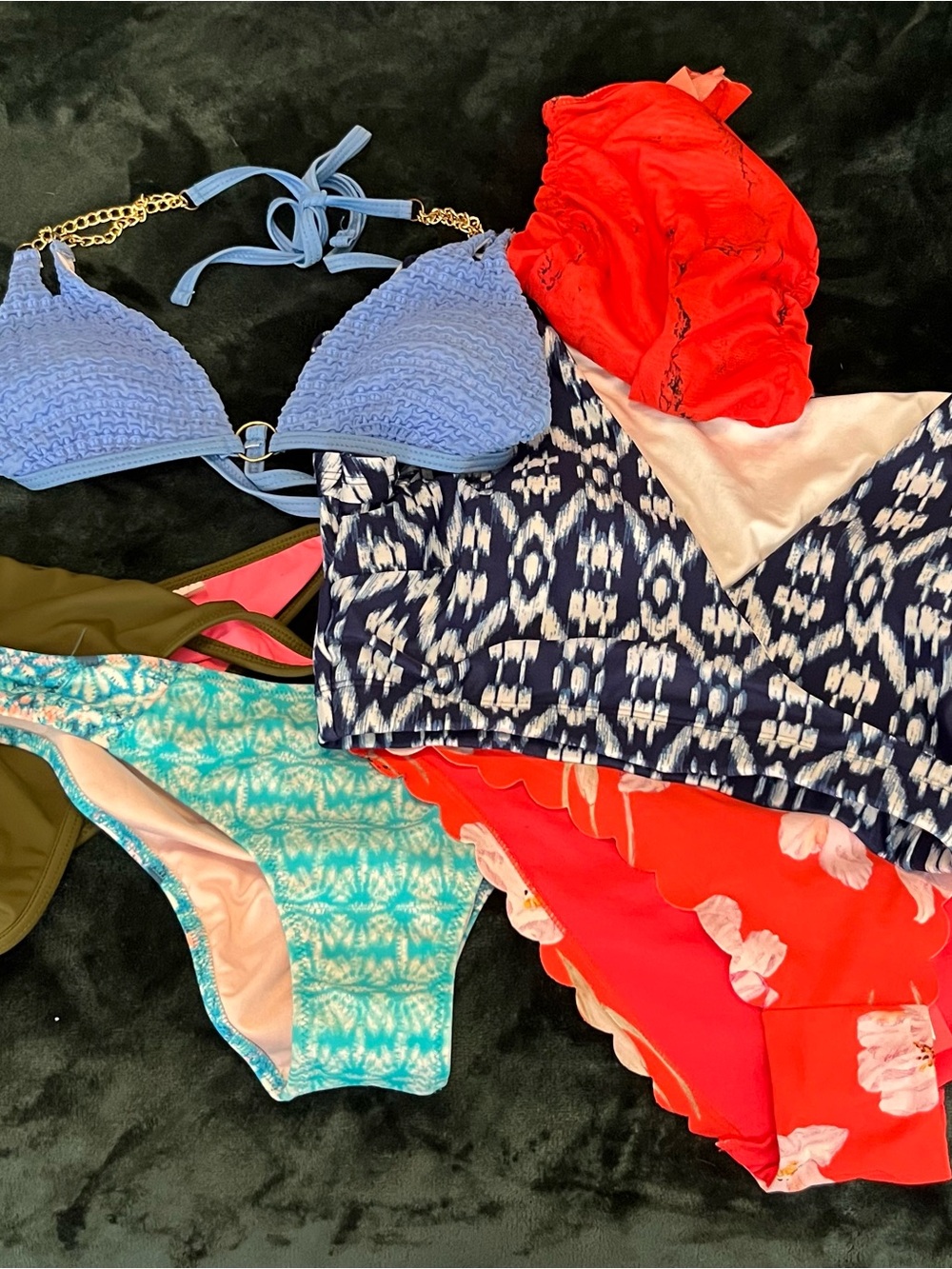 Mixed Women's Bikini Set - Blue, Red, Navy, Aqua Prints